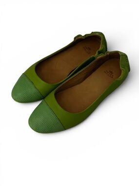Peter Millar Dana Leather Ballet Flats Snake Embossed Cap toe Lime Green Size 6M